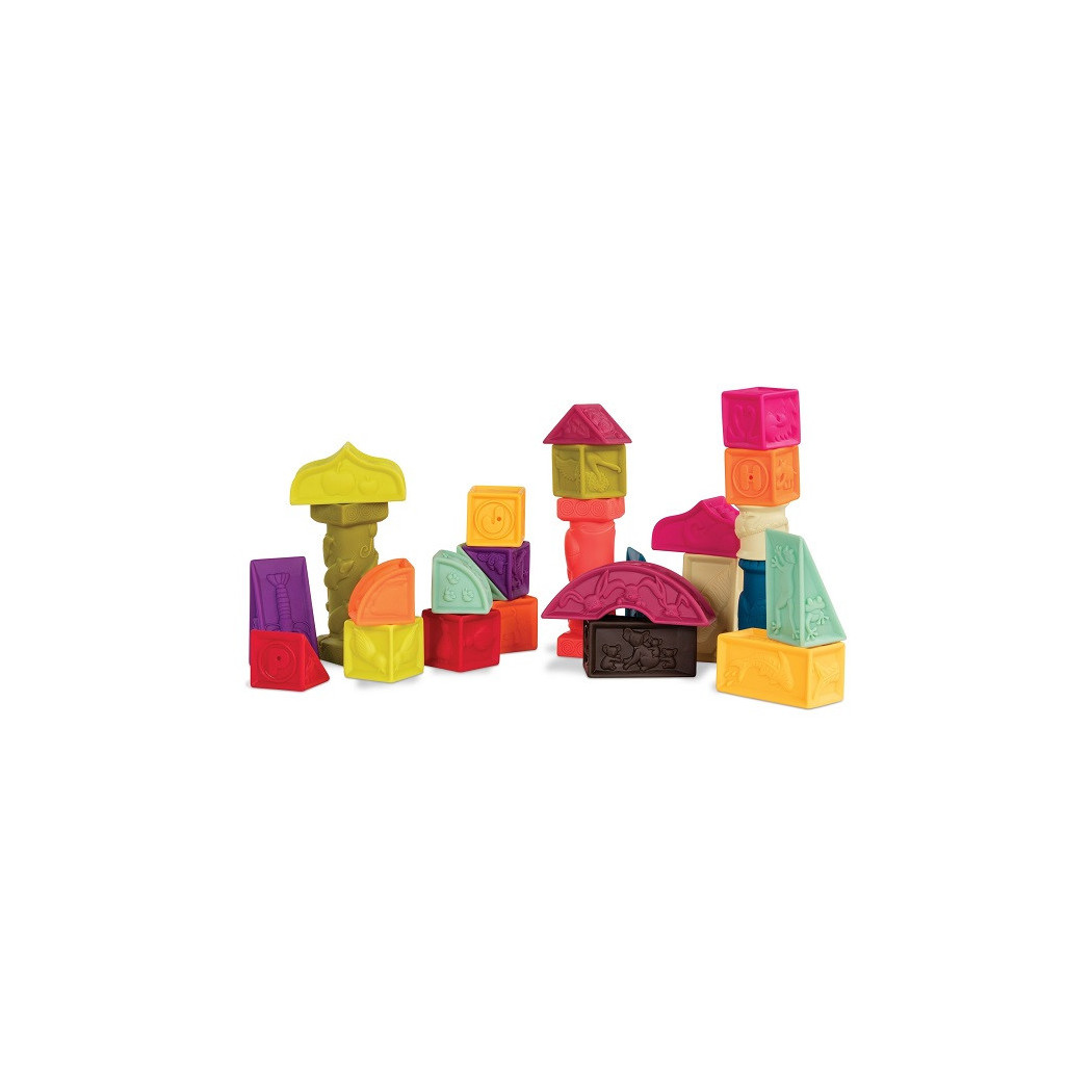 Bezpieczne klocki miękkie dla niemowląt - Elemenosqueeze B.Baby - Zestaw Duży- Wersja Miętowa - BTOYS