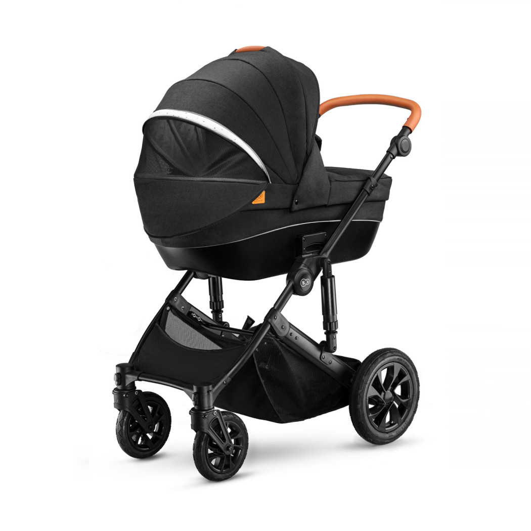 Black - Wózek Głęboko Spacerowy - PRIME 2W1 + Mommy Bag -  Kinderkraft