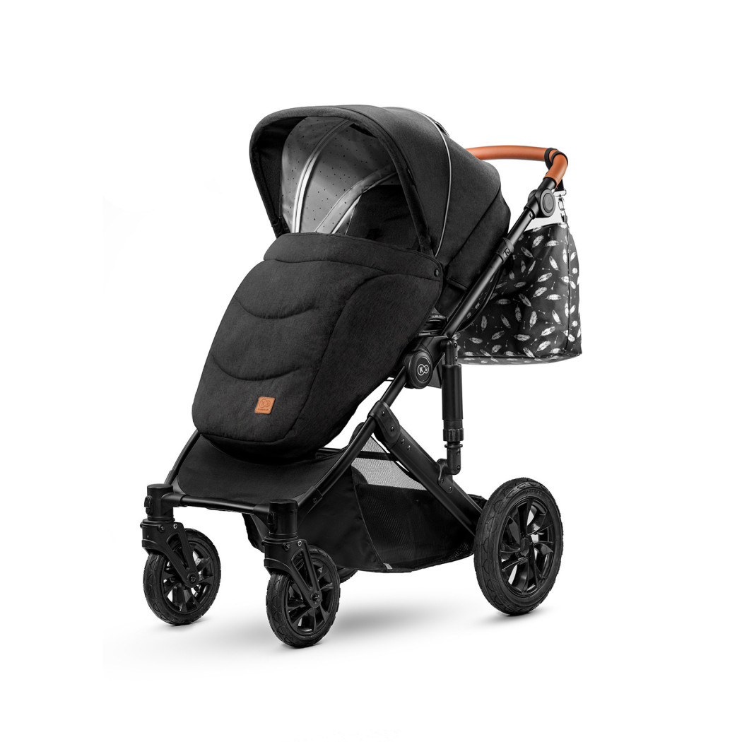 Black - Wózek Głęboko Spacerowy - PRIME 2W1 + Mommy Bag -  Kinderkraft