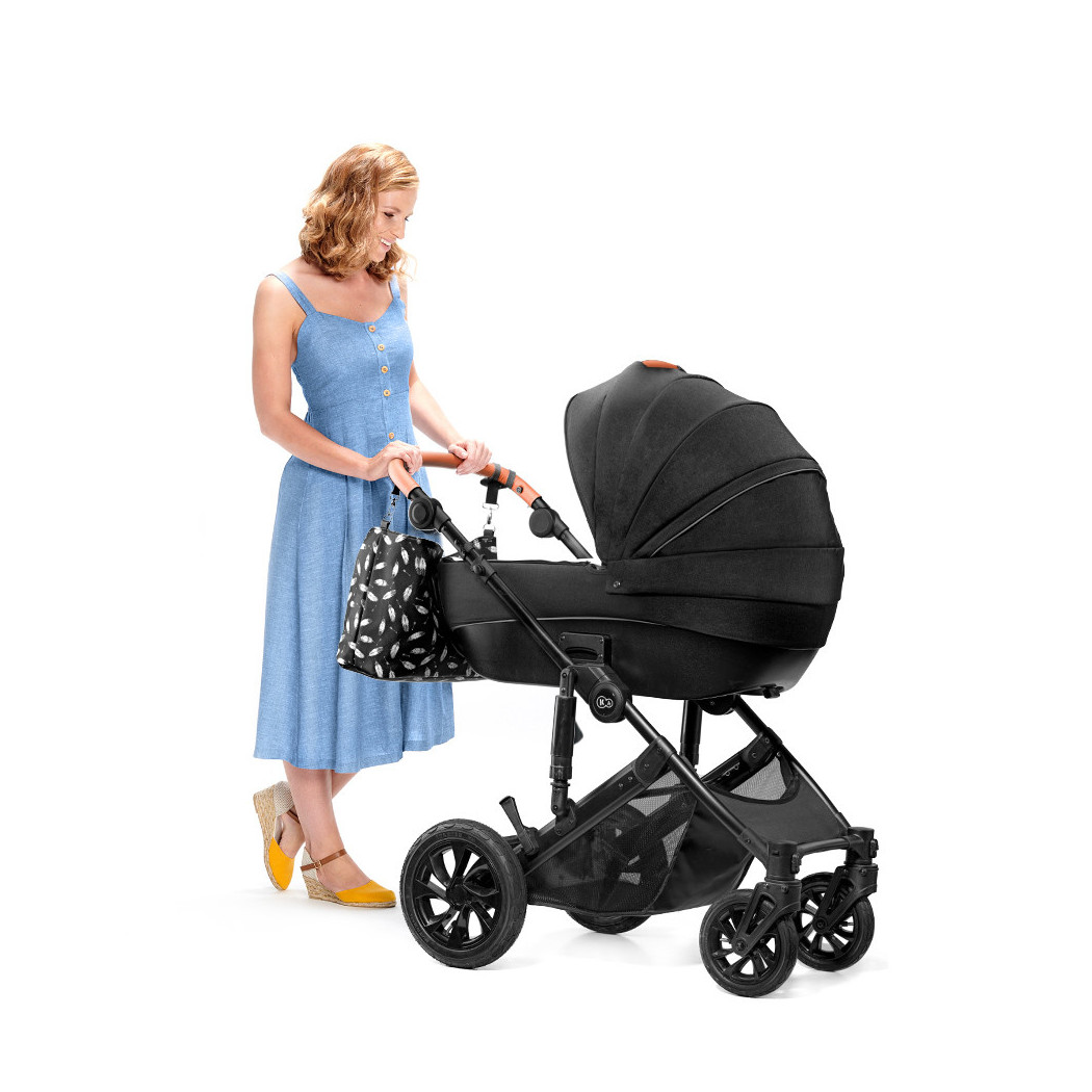 Black - Wózek Głęboko Spacerowy - PRIME 2W1 + Mommy Bag -  Kinderkraft