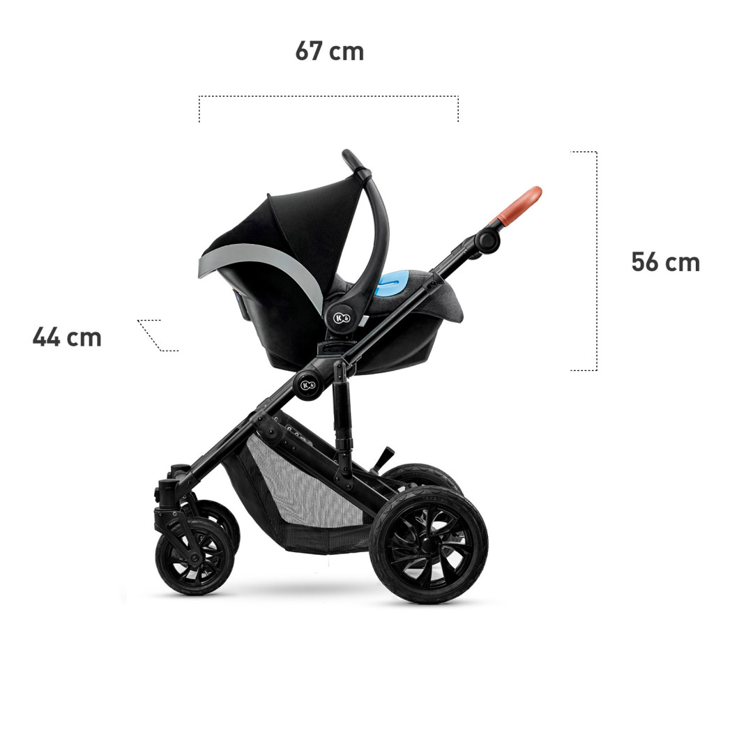 Black - Wózek Głęboko Spacerowy - PRIME 2W1 + Mommy Bag -  Kinderkraft
