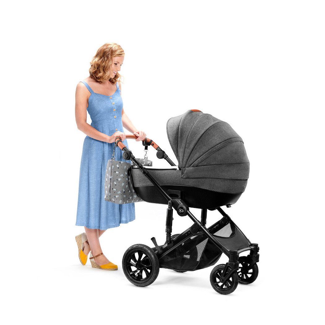 Grey - Wózek Głęboko Spacerowy - PRIME 2W1 + Mommy Bag -  Kinderkraft