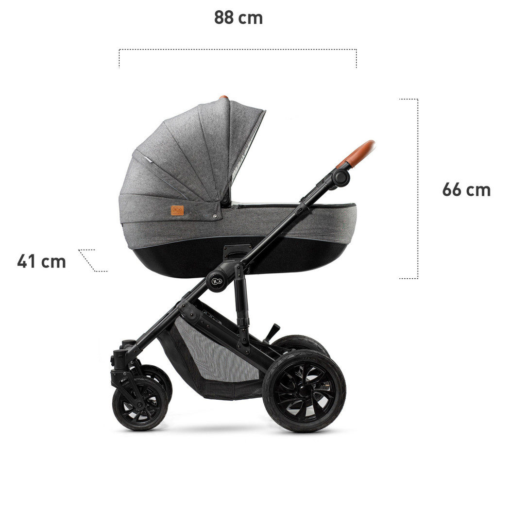 Grey - Wózek Głęboko Spacerowy - PRIME 2W1 + Mommy Bag -  Kinderkraft