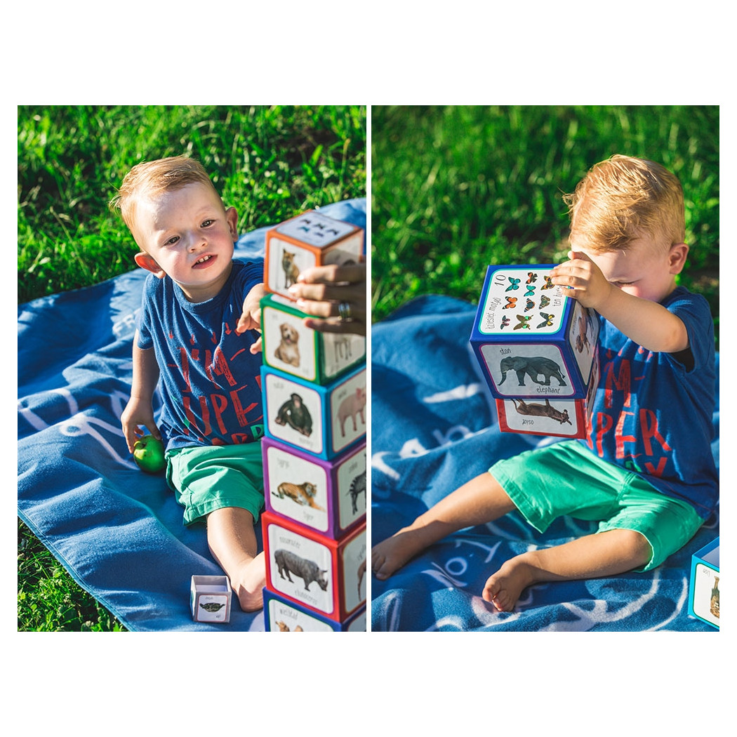 Piramida zabaw - zwierzęta/animals - kartonowe klocki do nauki przez zabawę