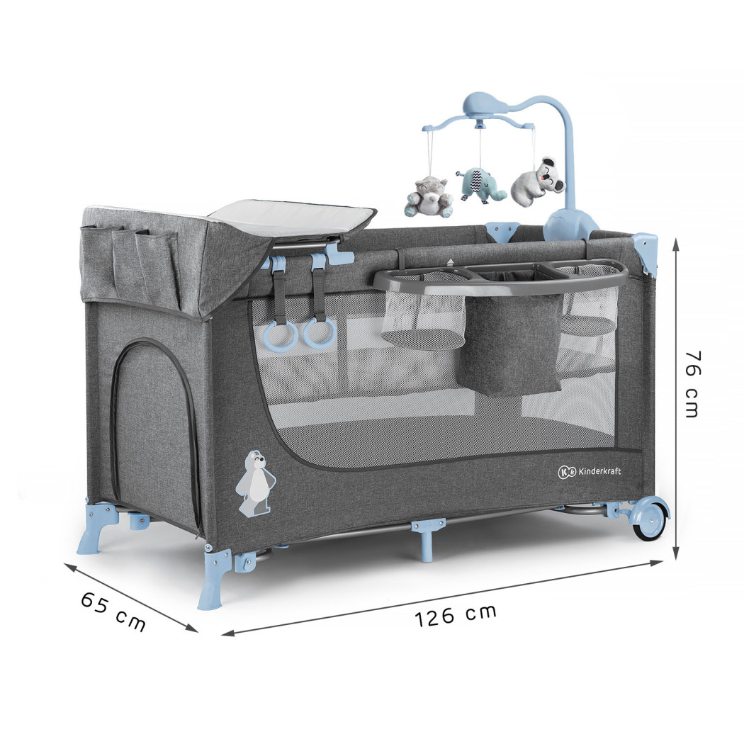 Łóżeczko Turystyczne z akcesoriami JOY - Blue - Kinderkraft