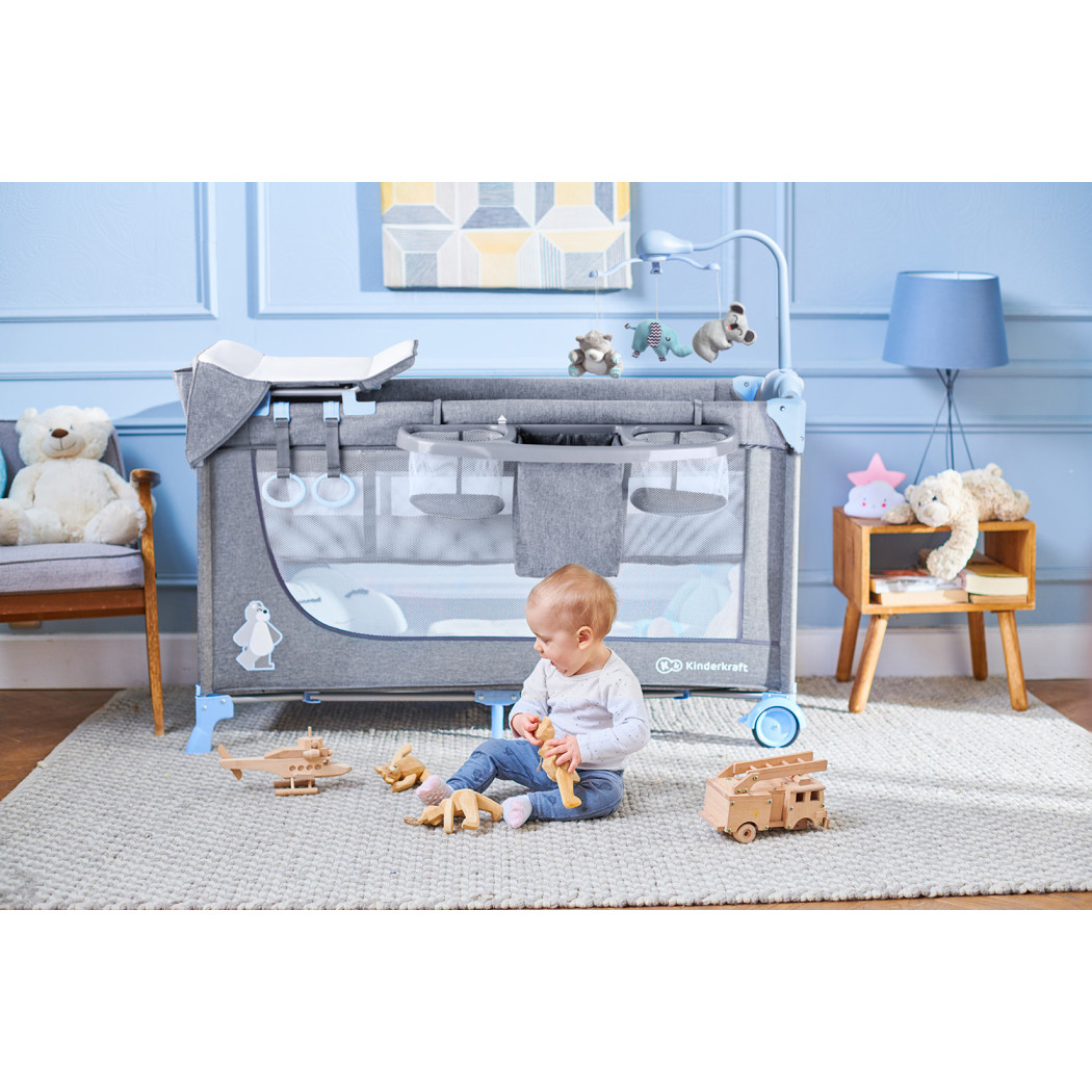 Łóżeczko Turystyczne z akcesoriami JOY - Blue - Kinderkraft