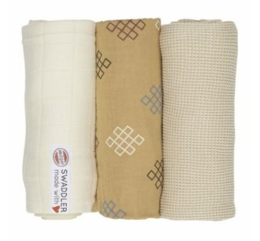 Honey/Knot/Ivory - 70x70 cm - Otulacze Pieluszki 3-pack - Swaddler Epire - Muślin -  Lodger