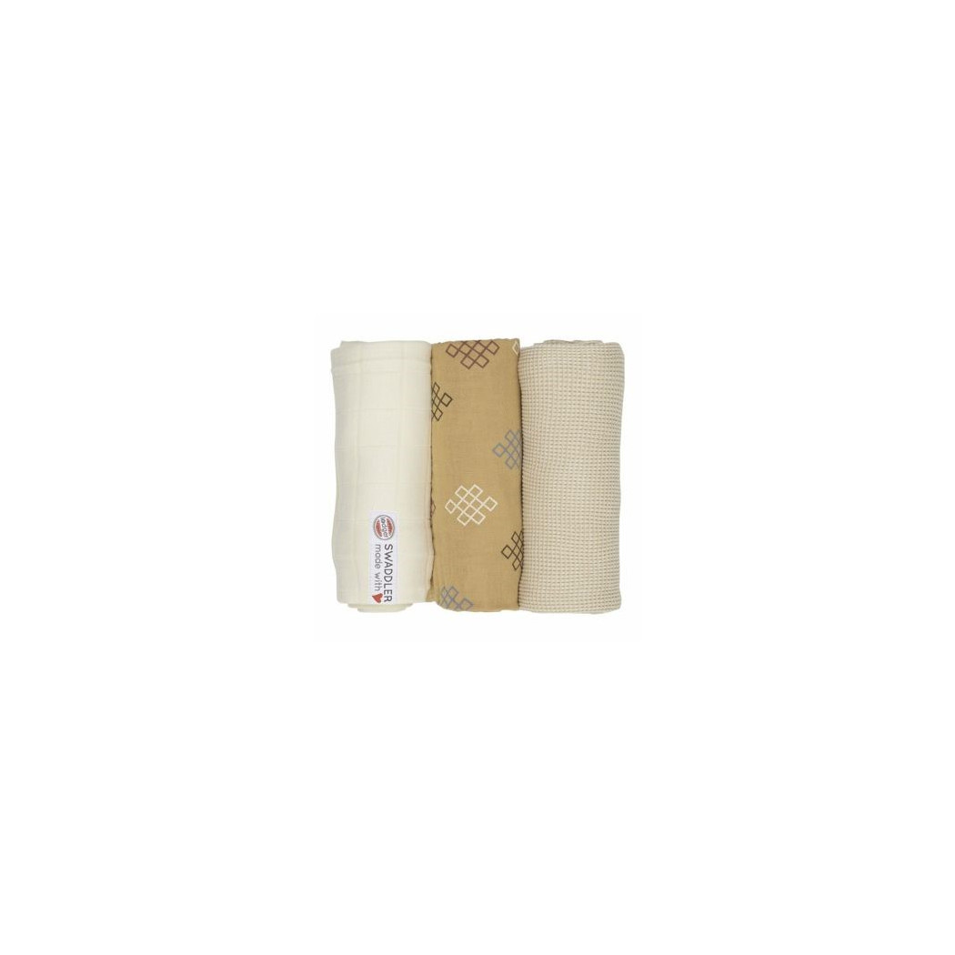 Honey/Knot/Ivory - 70x70 cm - Otulacze Pieluszki 3-pack - Swaddler Epire - Muślin -  Lodger