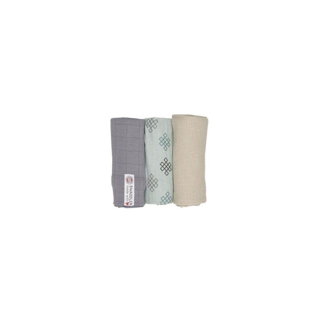 Silt/Green/Knot - 70x70 cm - Otulacze Pieluszki 3-pack - Swaddler Epire - Muślin -  Lodger