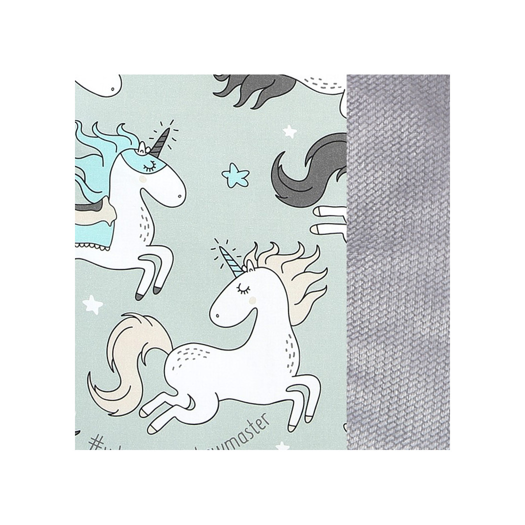 Unicorn Rainbow Knight & Velvet Dark Grey- By Maja Bohosiewcz - Wkładka do wózka - Stroller Pad - La Millou - Organic Jersey Col