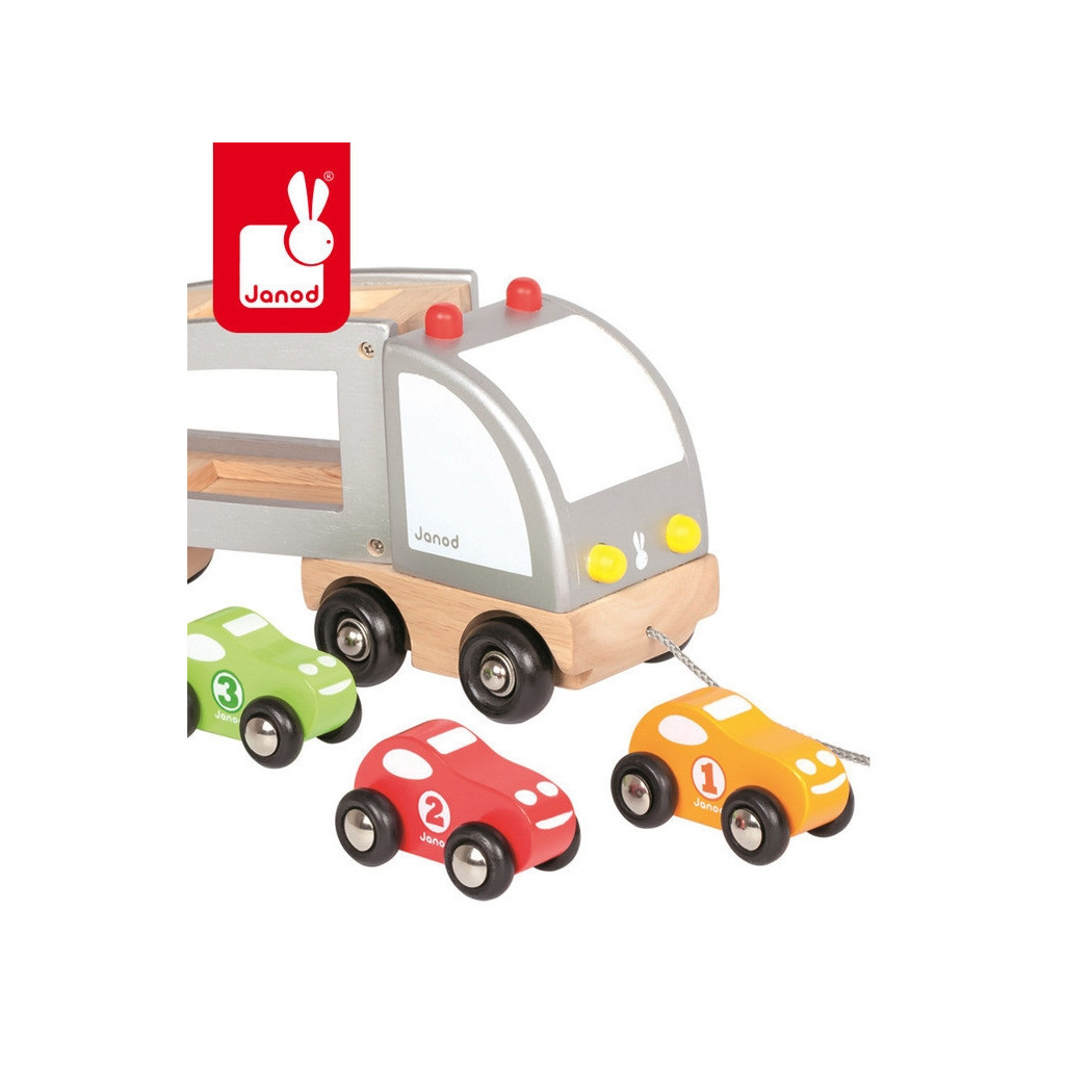 Samochód drewniany laweta do ciągnięcia - Janod