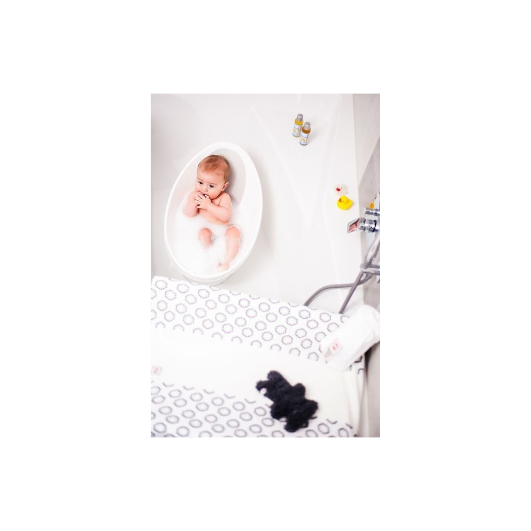 Pink/Różowa - Wanienka z Odpływem - z Piankowym Oparciem Szarym - Shnuggle