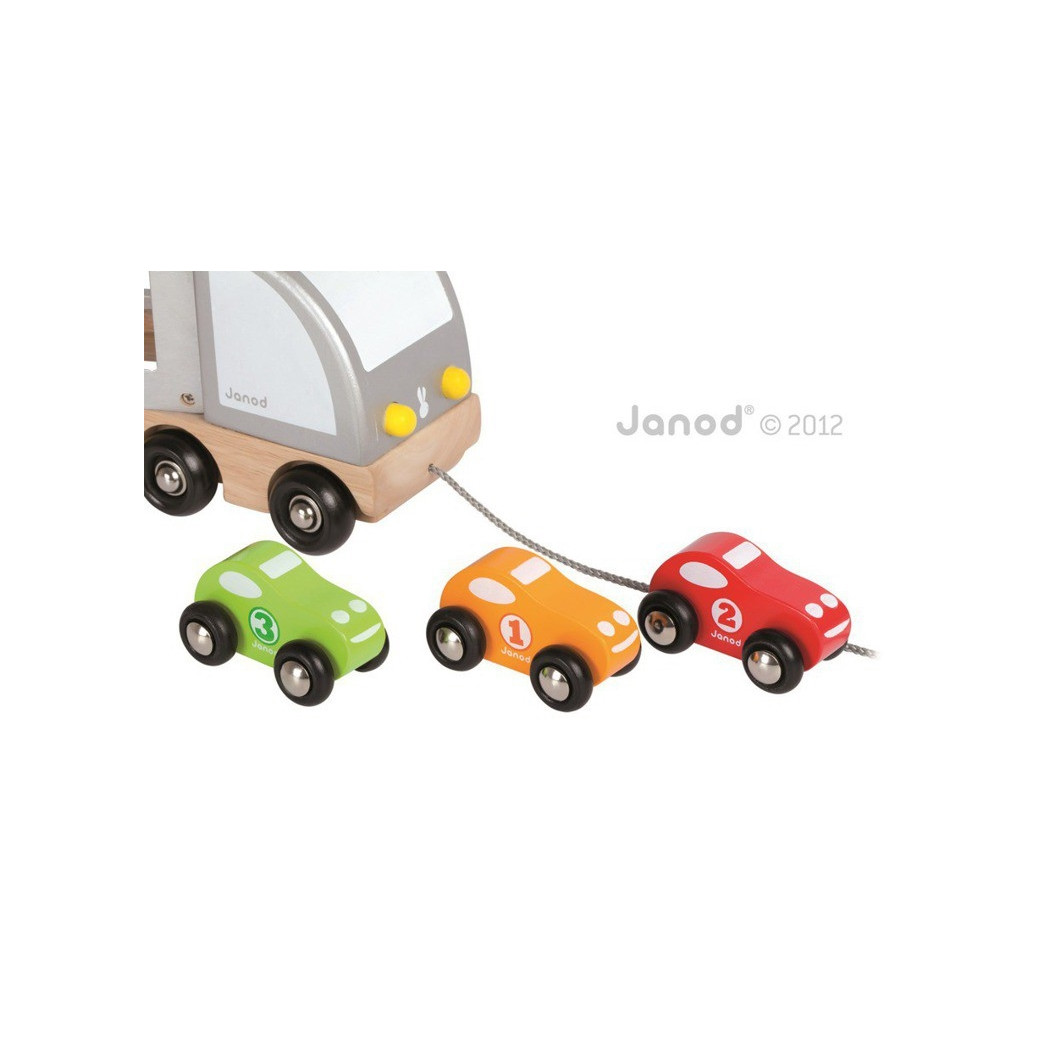 Samochód drewniany laweta do ciągnięcia - Janod