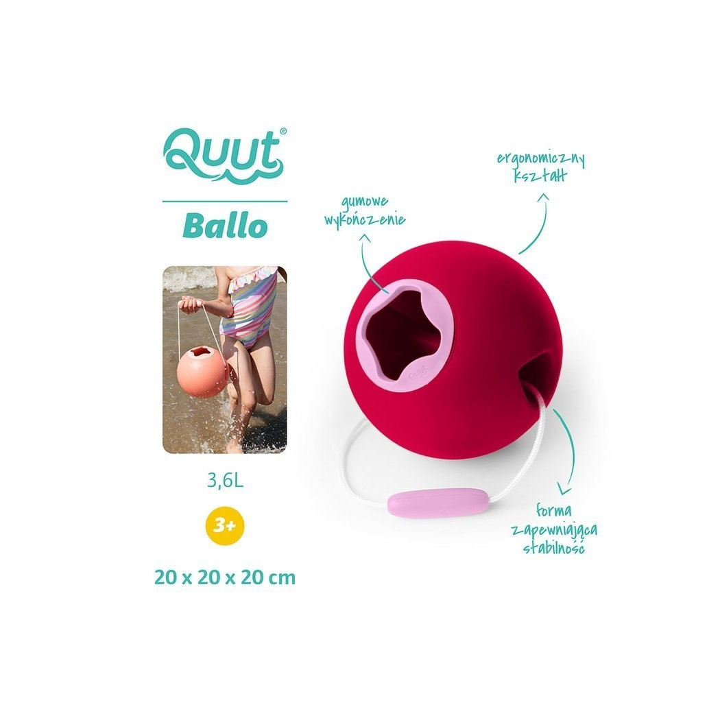 WYPRZEDAŻ Ballo Cherry Red + Sweet Pink - Wiaderko Wielofunkcyjne - Quut