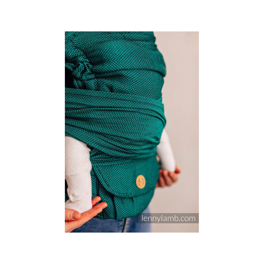 SZMARAGD - BASIC LINE - Nosidełko LennyHybrid Half Buckle - splot jodełkowy 100% bawełna - Rozmiar Standard - LennyLamb