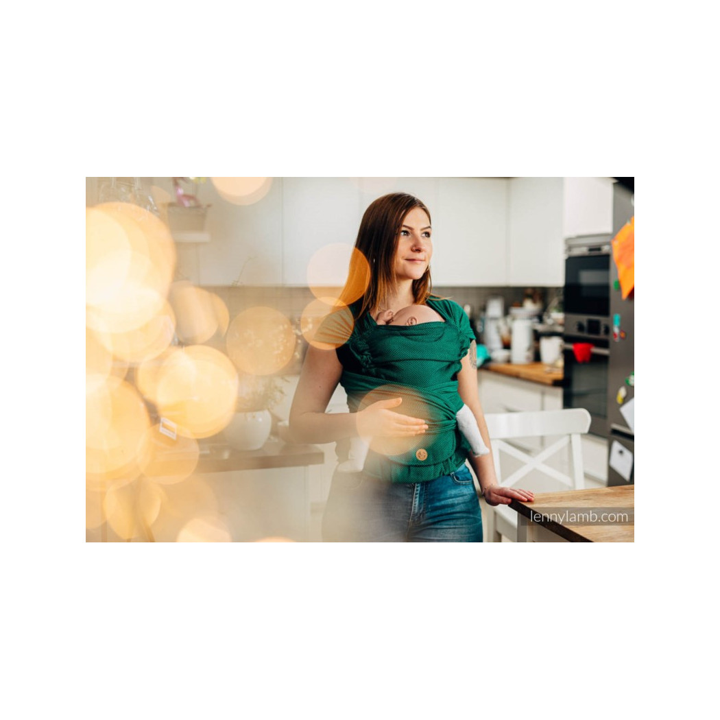 SZMARAGD - BASIC LINE - Nosidełko LennyHybrid Half Buckle - splot jodełkowy 100% bawełna - Rozmiar Standard - LennyLamb