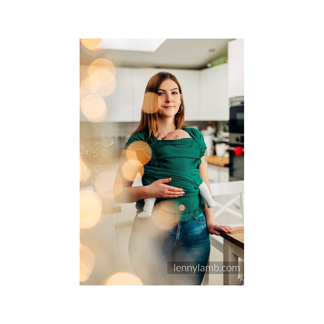 SZMARAGD - BASIC LINE - Nosidełko LennyHybrid Half Buckle - splot jodełkowy 100% bawełna - Rozmiar Standard - LennyLamb