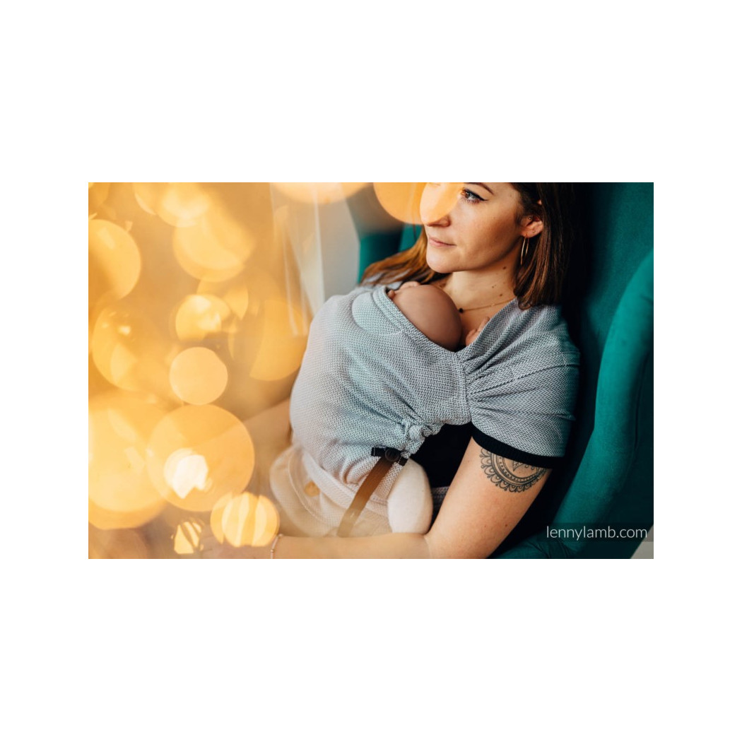 MAŁA JODEŁKA SZARA - BASIC LINE- Nosidełko LennyHybrid Half Buckle - splot jodełkowy 100% bawełna - Rozmiar Standard - LennyLamb