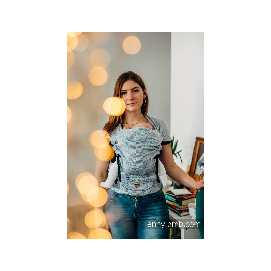 MAŁA JODEŁKA SZARA - BASIC LINE- Nosidełko LennyHybrid Half Buckle - splot jodełkowy 100% bawełna - Rozmiar Standard - LennyLamb