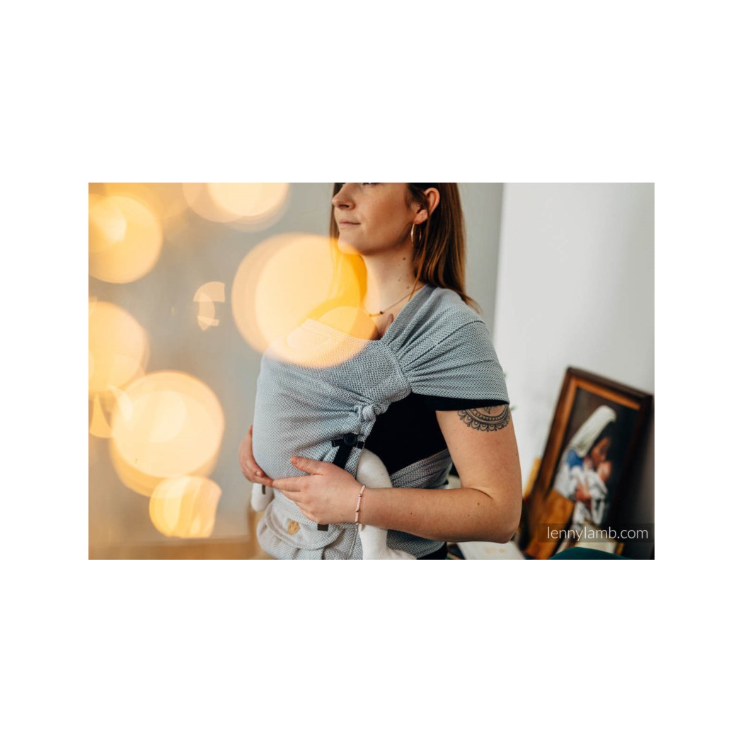 MAŁA JODEŁKA SZARA - BASIC LINE- Nosidełko LennyHybrid Half Buckle - splot jodełkowy 100% bawełna - Rozmiar Standard - LennyLamb