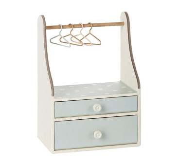 Szafka Z Wieszaczkami I Szufladami - Miętowa - Wardrobe Dresser Mint - Akcesoria dla Lalek - Maileg