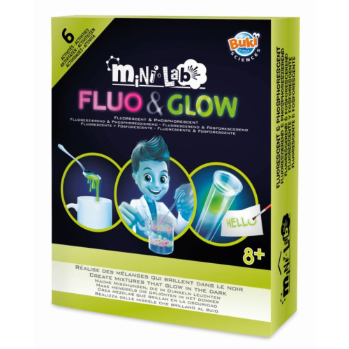 Mini Lab - FLUO&GLOW - Eksperymenty Świecące W Ciemności - BUKI