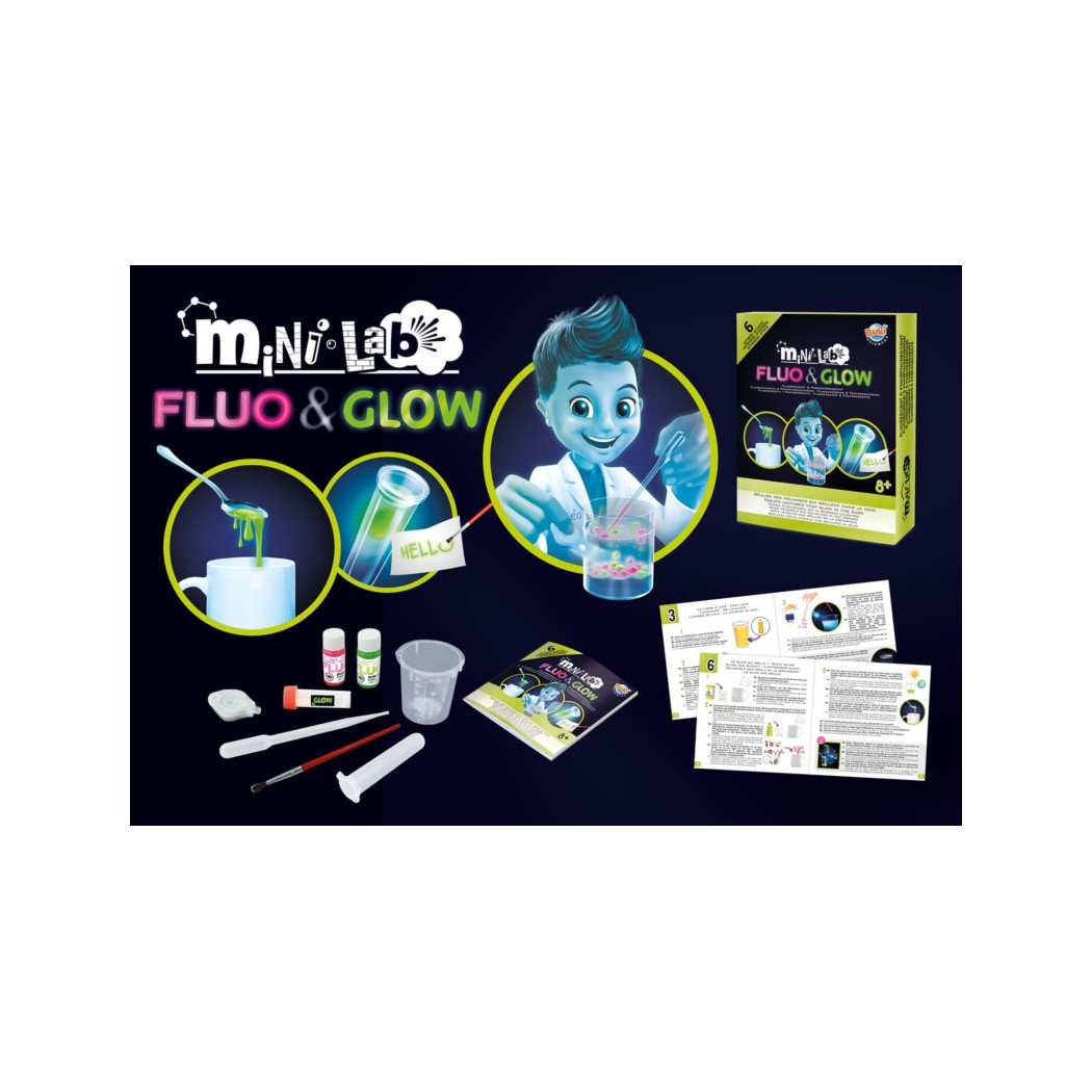 Mini Lab - FLUO&GLOW - Eksperymenty Świecące W Ciemności - BUKI
