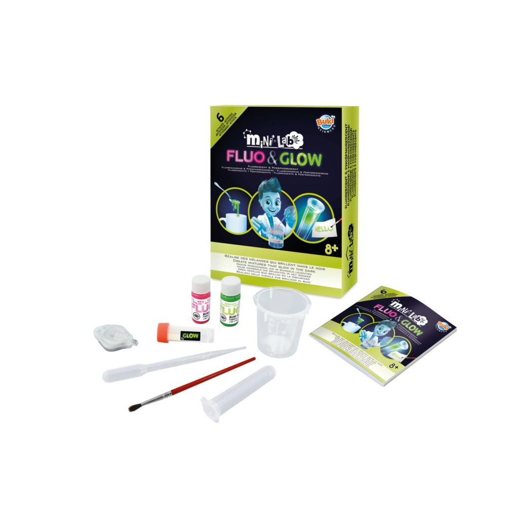 Mini Lab - FLUO&GLOW - Eksperymenty Świecące W Ciemności - BUKI