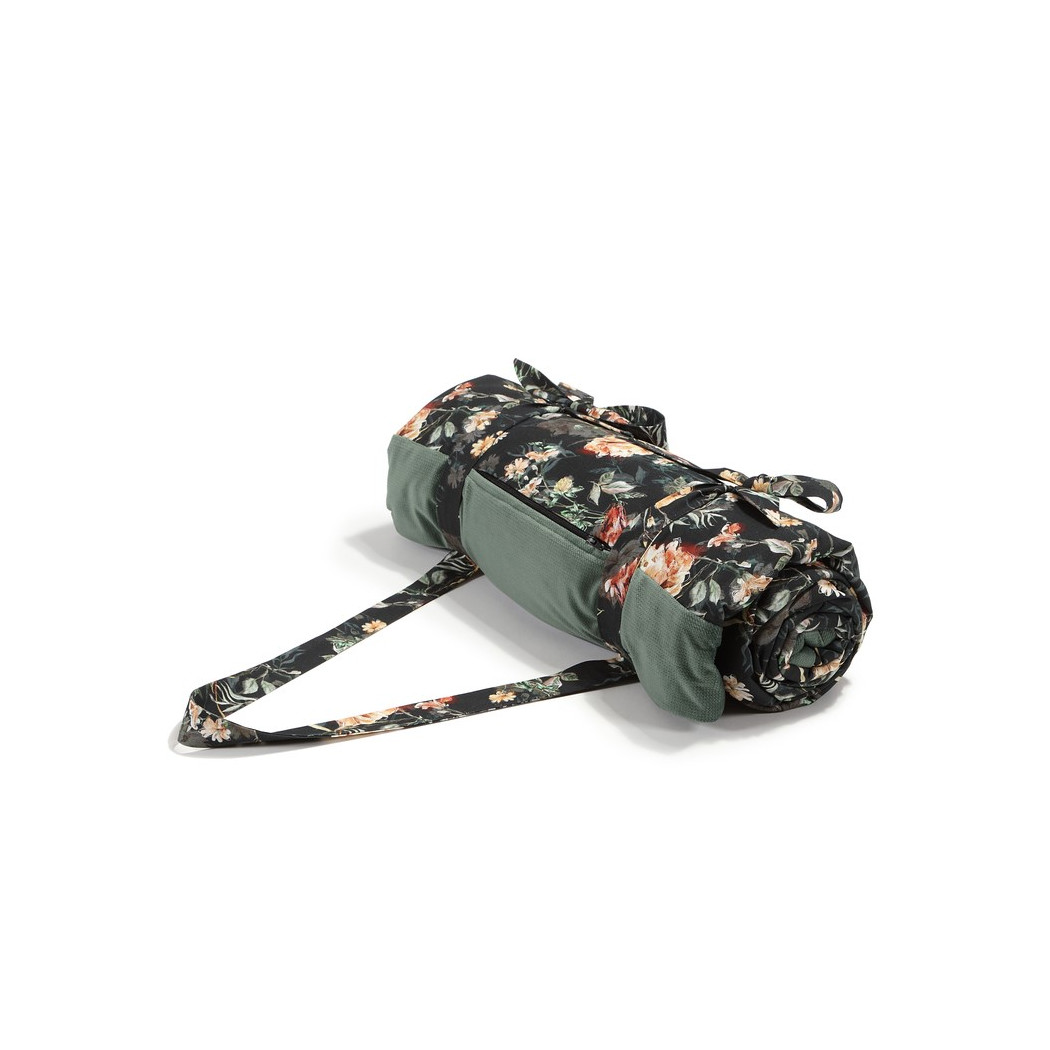 Blooming Boutique Noir & Velvet Khaki - Koc Piknikowy Picnic Z Kieszonką / Mata Do Zabawy XXL - Velvet Collection - La Millou