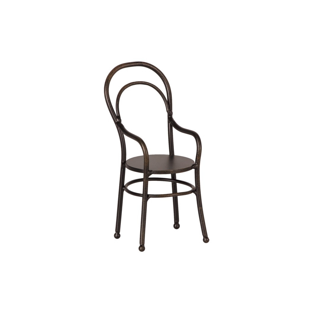 PROMOCJA Czarne Metalowe Krzesło - Chair With Armrest Mini - Maileg