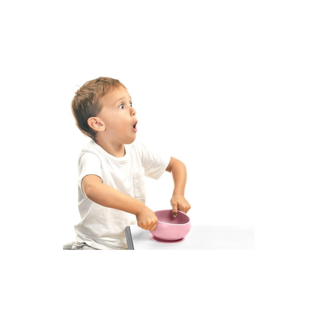 Różowa - Miseczka Silikonowa Z Pokrywką - Pink - MinikOiOi