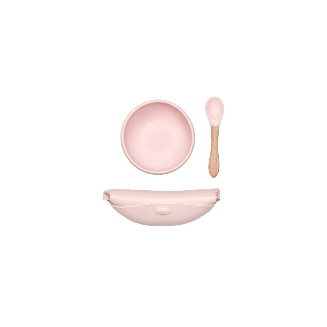 Różowa - Miseczka Silikonowa Z Pokrywką - Pink - MinikOiOi