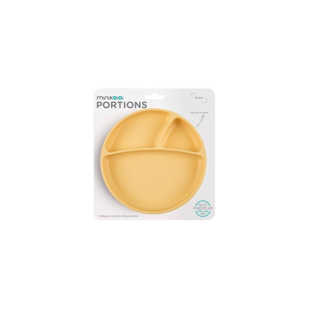 Żółty - Talerzyk Silikonowy Z Przegródkami - Yellow - MinikOiOi