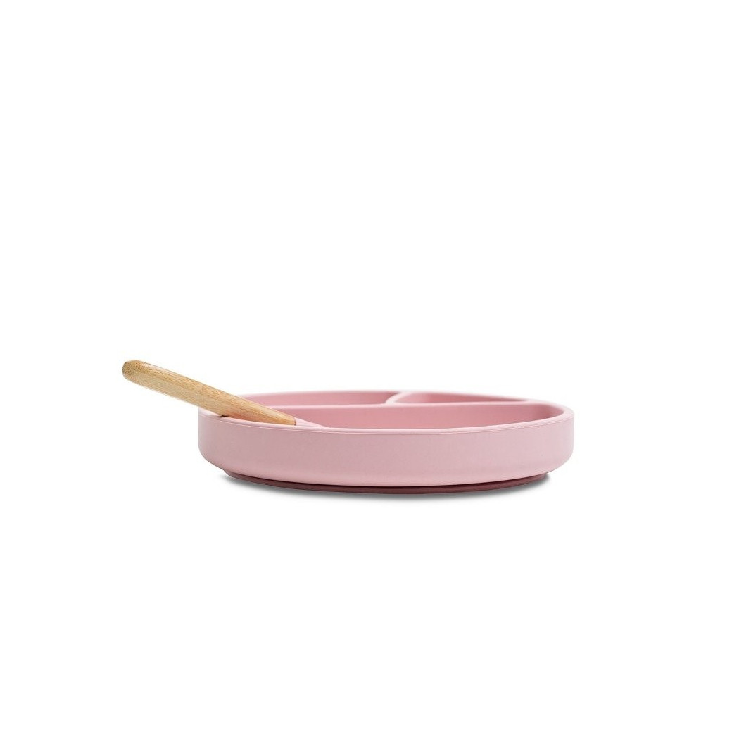 Różowy - Talerzyk Silikonowy Z Przegródkami - Pink - MinikOiOi