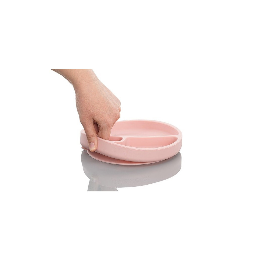 Różowy - Talerzyk Silikonowy Z Przegródkami - Pink - MinikOiOi