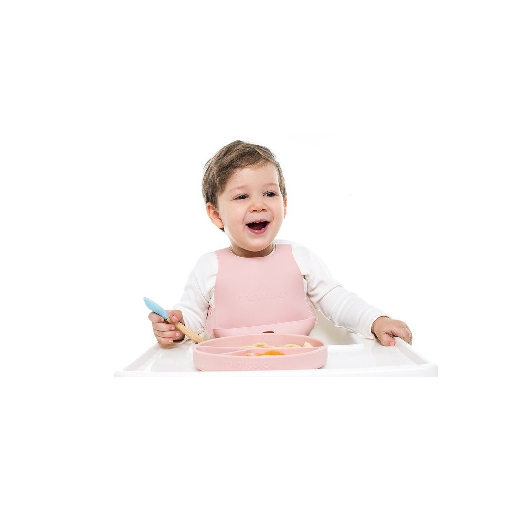 Różowy - Talerzyk Silikonowy Z Przegródkami - Pink - MinikOiOi