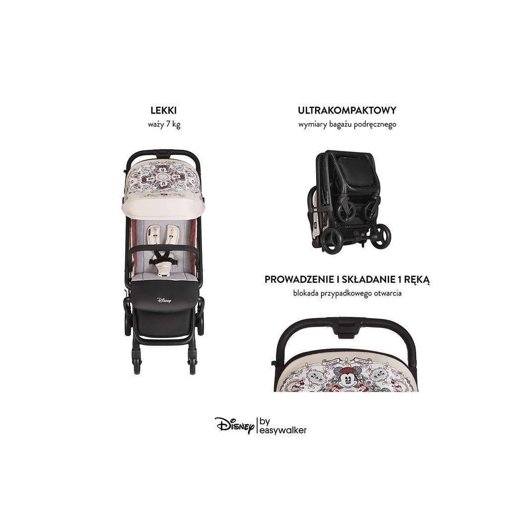 Minnie Ornamet Buggy GO - Kompaktowy Wózek Spacerowy Ze Zintegrowaną Torbą Transportową - DISNEY By Easywalker Buggy GO - Spacer