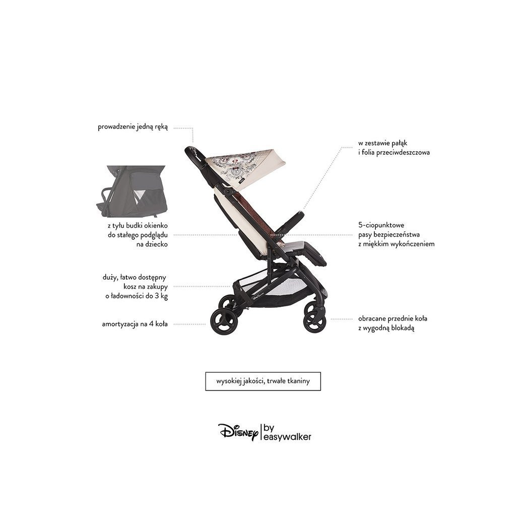 Minnie Ornamet Buggy GO - Kompaktowy Wózek Spacerowy Ze Zintegrowaną Torbą Transportową - DISNEY By Easywalker Buggy GO - Spacer