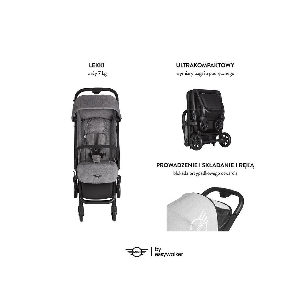 Soho Grey Buggy GO - Kompaktowy Wózek Spacerowy Ze Zintegrowaną Torbą Transportową - MINI By Easywalker Buggy GO - Spacerówka - 