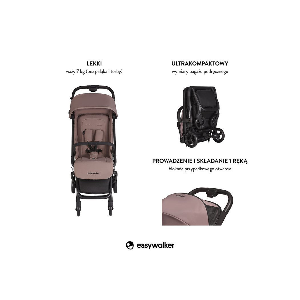 Desert Pink Miley - Kompaktowy Wózek Spacerowy Ze Zintegrowaną Torbą Transportową - Easywalker Miley - Spacerówka - Easywalker