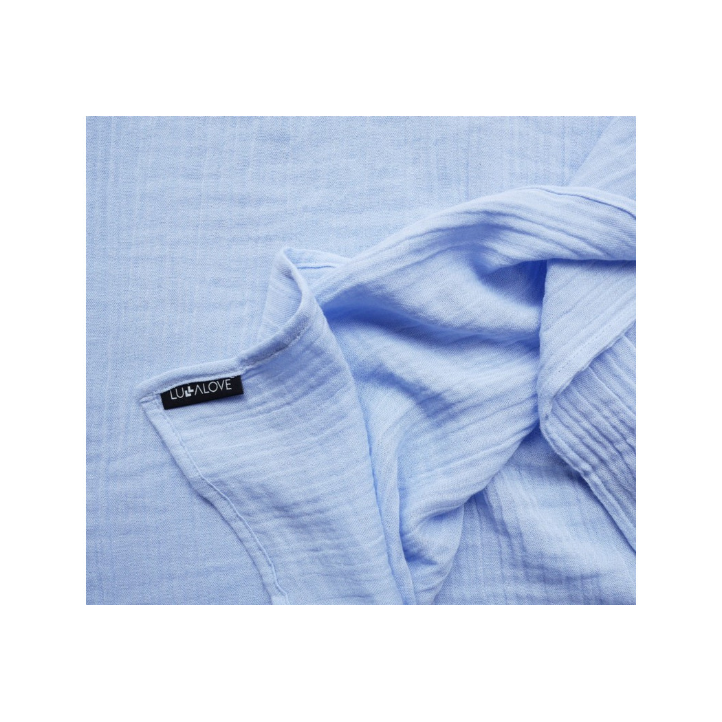 WYPRZEDAŻ Blue - Otulacz Muślinowy Kreszowany - 100x100cm- LullaLove