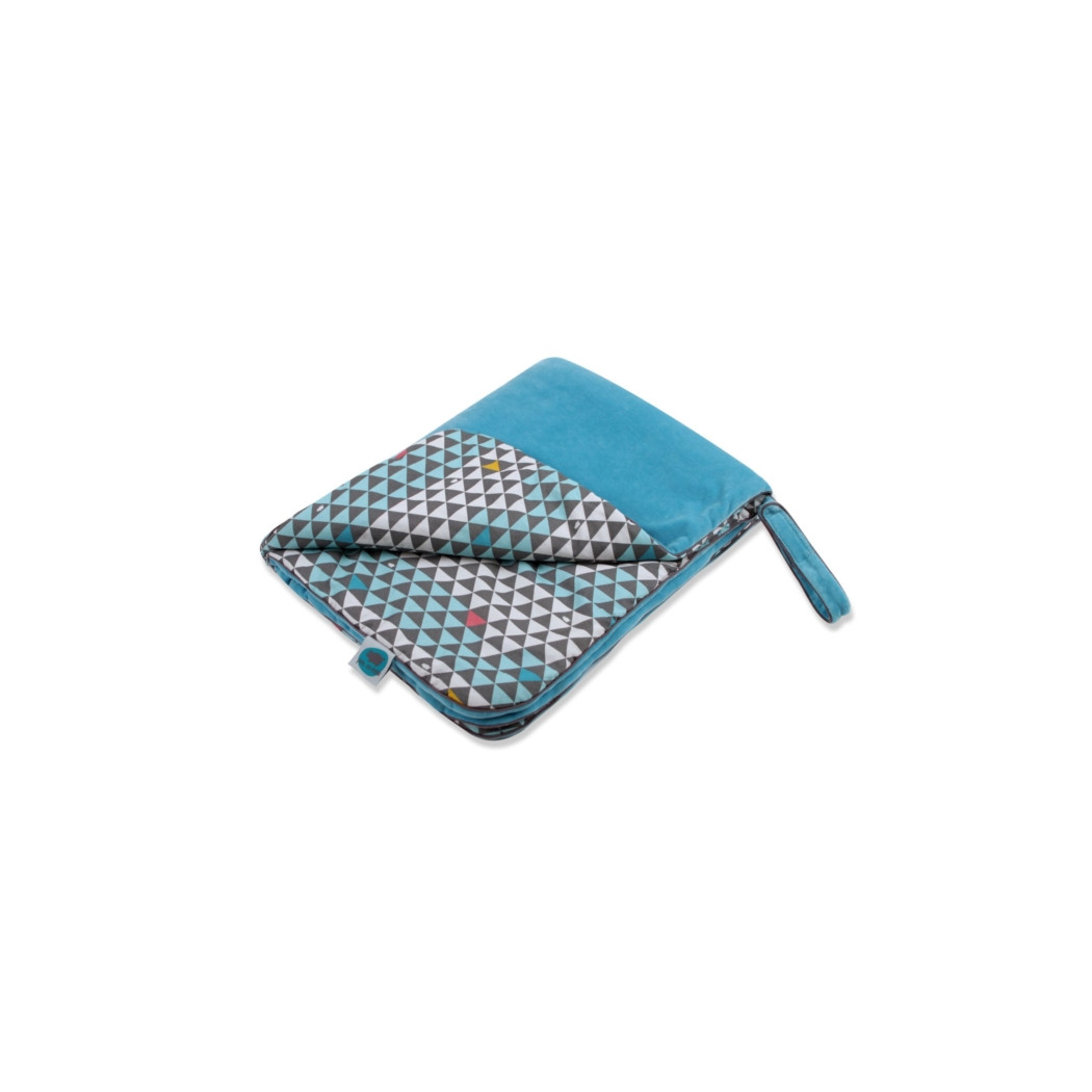 Trójkąty & Turkusowy Welur - Kocyk Ciepły Mały z Zaczepem do Wózka - 70 x 90 cm - Pink No More