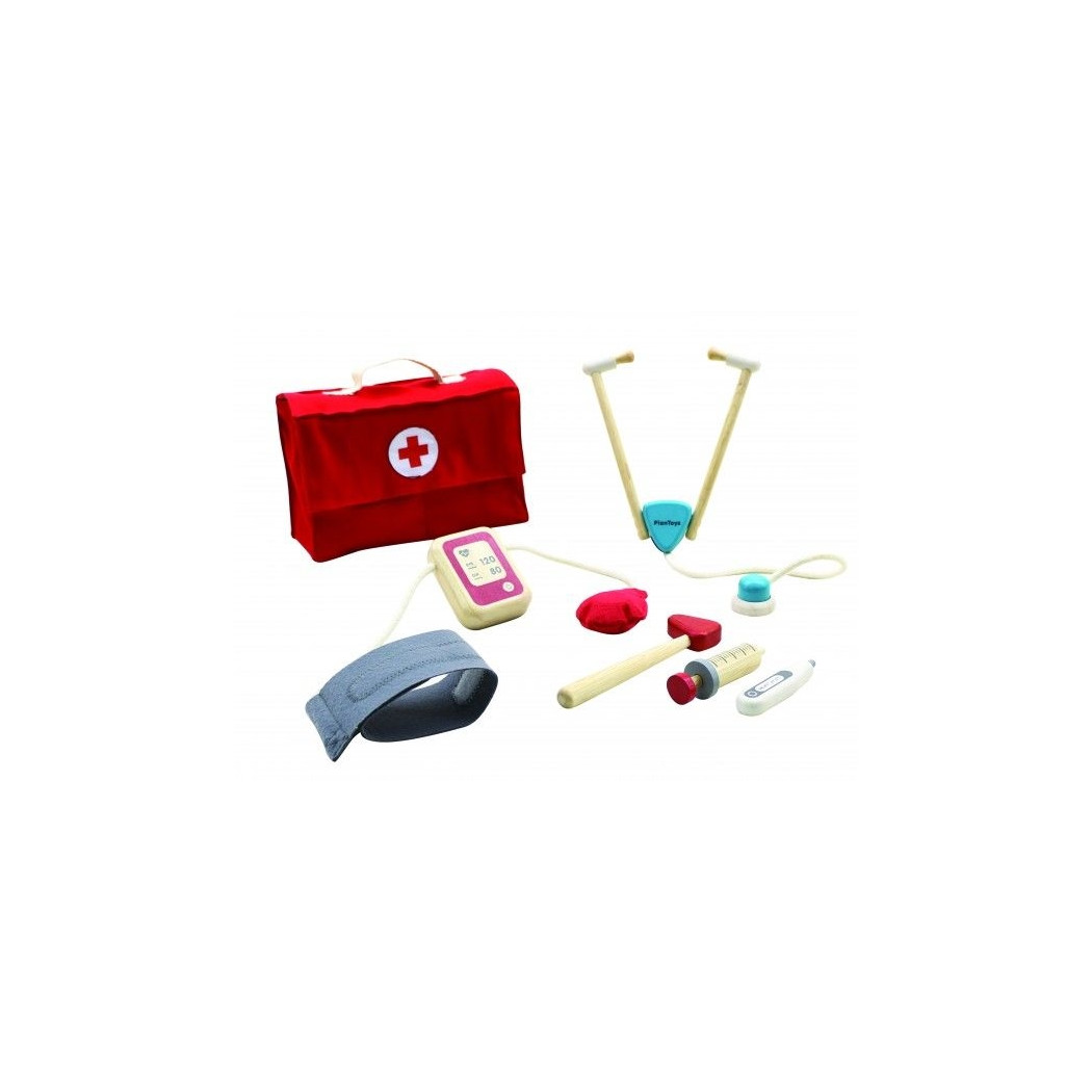 Skrzynka lekarska - Plan Toys - Mały Lekarz Zabawa W Doktora Zestaw Lekarski