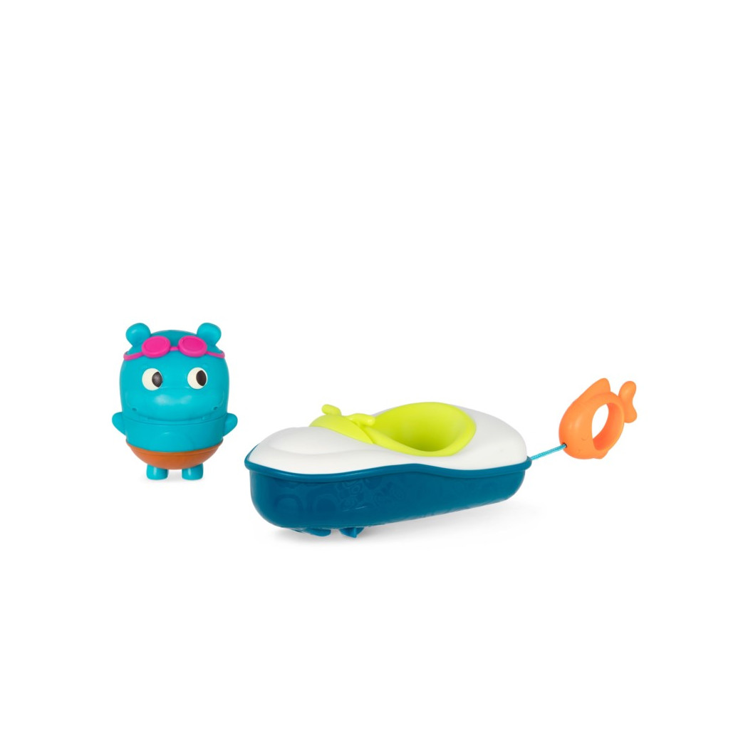 Zestaw Do Kąpieli - Łódka z Napędem i Pasażerem Sikawką - Pull & Go Rider - Land Of B