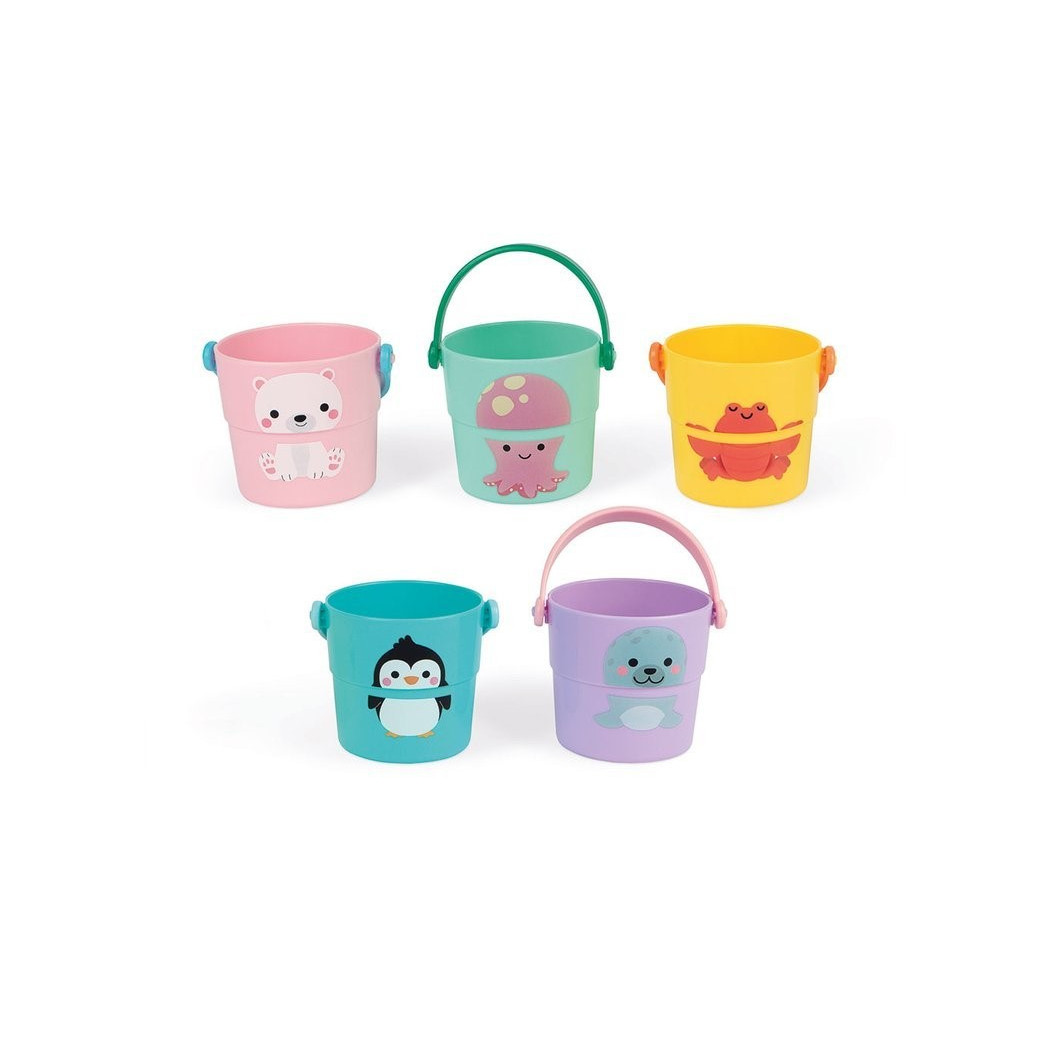 Zwierzątka - Zestaw Wiaderek Do Kąpieli - 5 Elementów 10+ - Janod