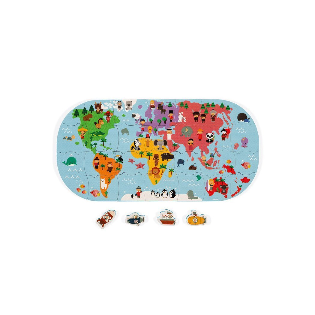 Mapa Świata - Puzzle Do Kąpieli - 28 Elementów 3+ - Janod