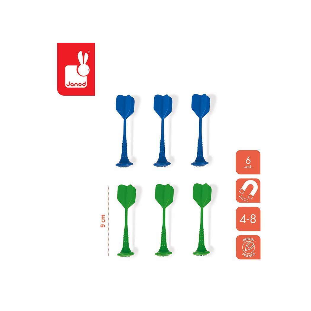 Zestaw Rzutek Magnetycznych  6 sztuk - Zielone i Niebieskie - Janod