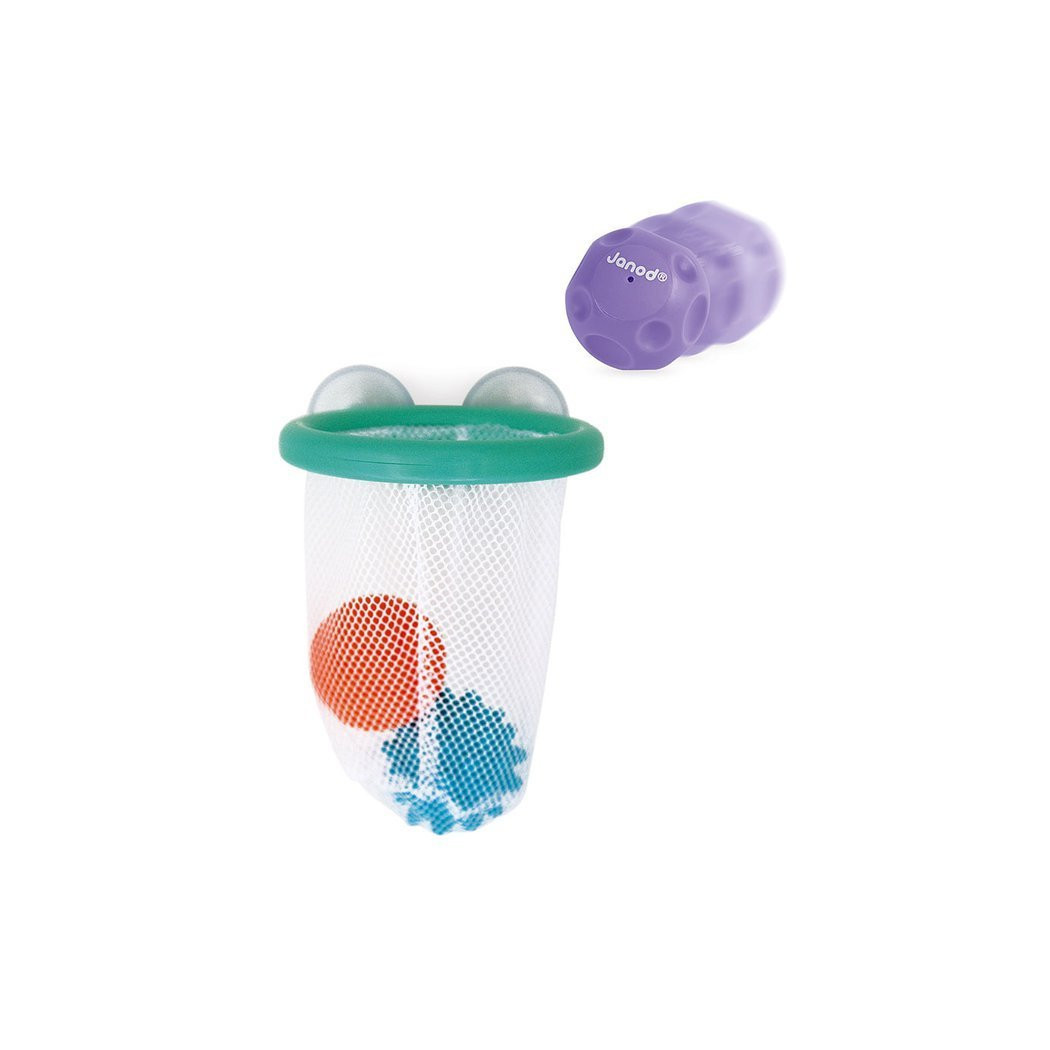 Gra w Koszykówkę Do Kąpieli - Kosz z Przysssawkami i 3 Piłkami 12+ - Janod