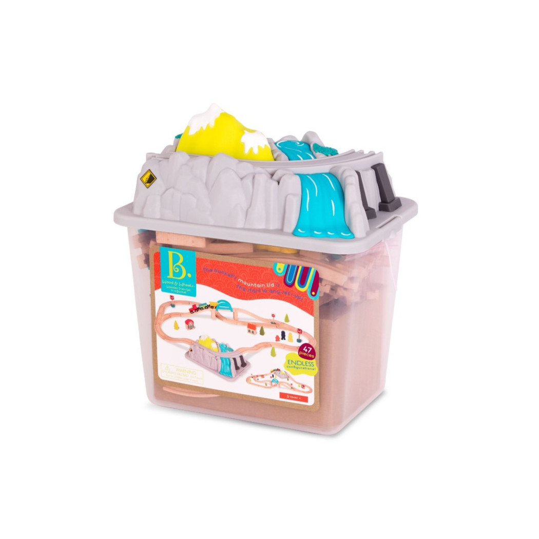 Górska Kolejka - Wood & Wheels Wooden Train Set in a Bucket - BTOYS