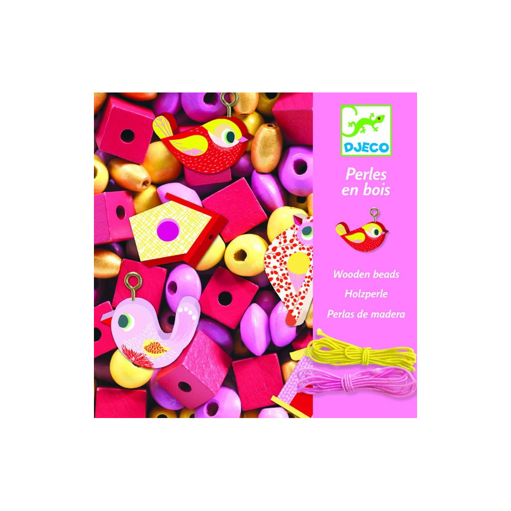 Ptaki - Zestaw Do Tworzenia Biżuterii - Djeco - Drewniane Koraliki